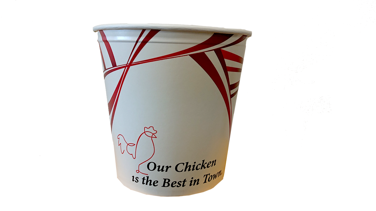 Chicken Bucket 170oz Paper Food Buckets with Lids (223mm) - 150 count, Coffee Shop Supplies, Carry Out Containers